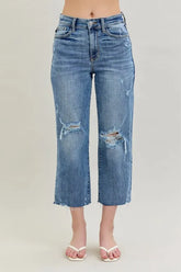 High Waist Destroy Crop Wide Leg Jeans Plus Size Judy Blue